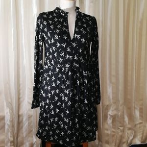 *Zara* 4x4 rib stretch fabric.Ruffle neck dress.